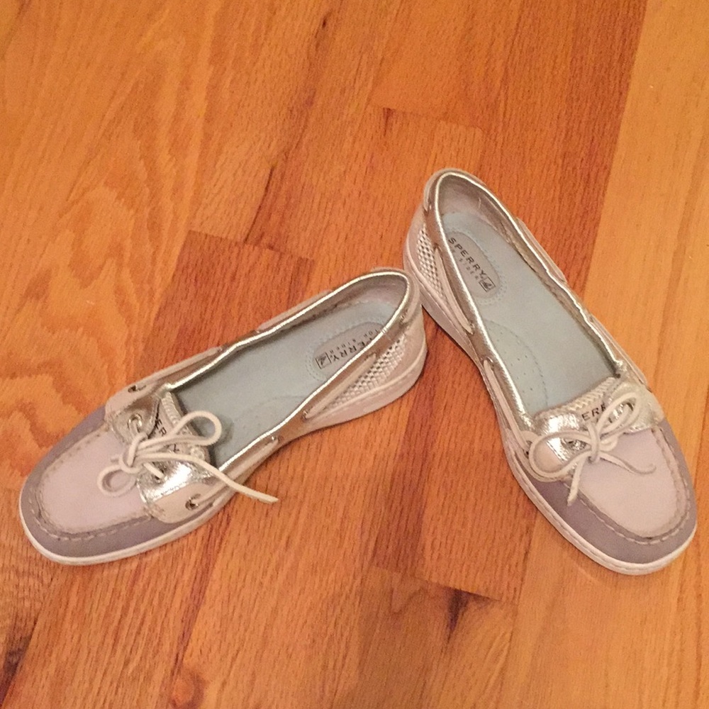Sperry white and silver new top sider shoes